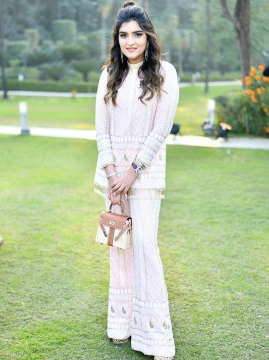 PINK CHIKANKARI COORD SET