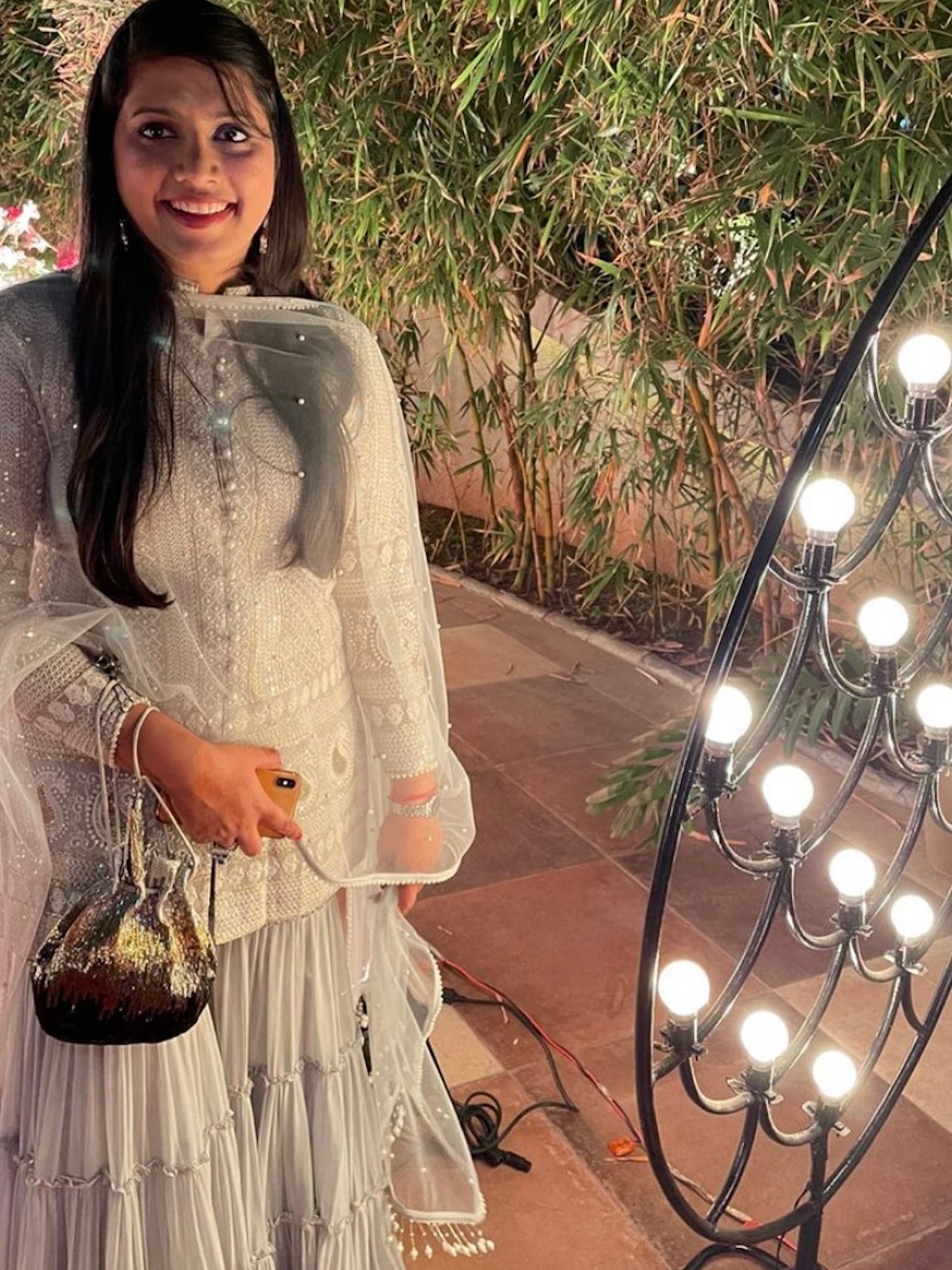 CHIKANKARI FRILL SHARARA SET