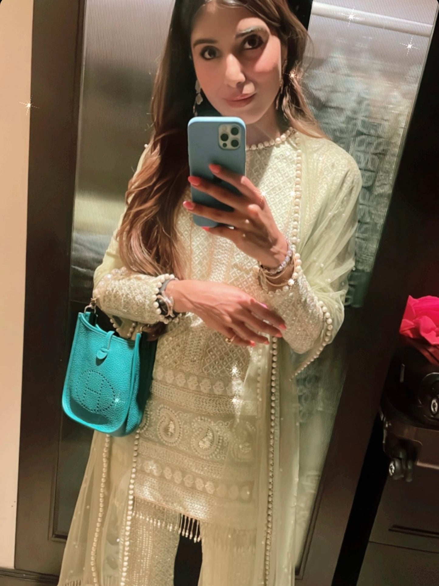 GREEN CHIKANKARI COORD SET