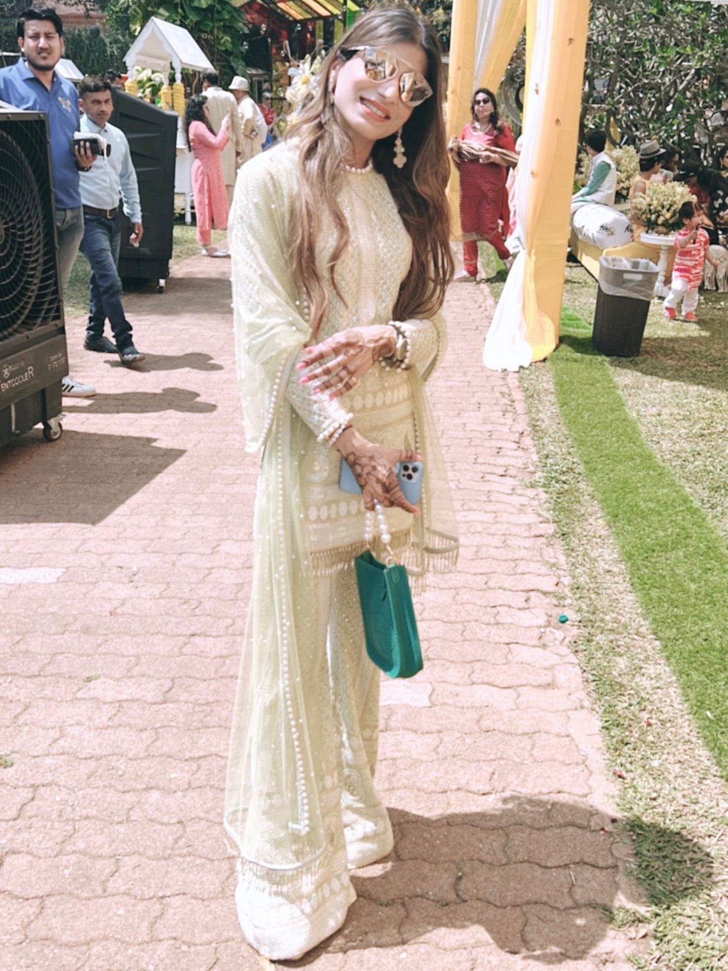 GREEN CHIKANKARI COORD SET