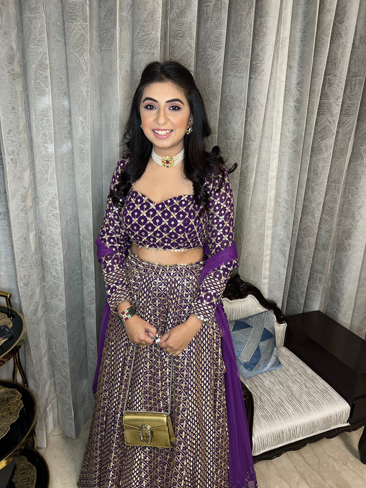 NIKITA KHURANA IN PURPLE ZARI & SEQUIN LEHENGA SET
