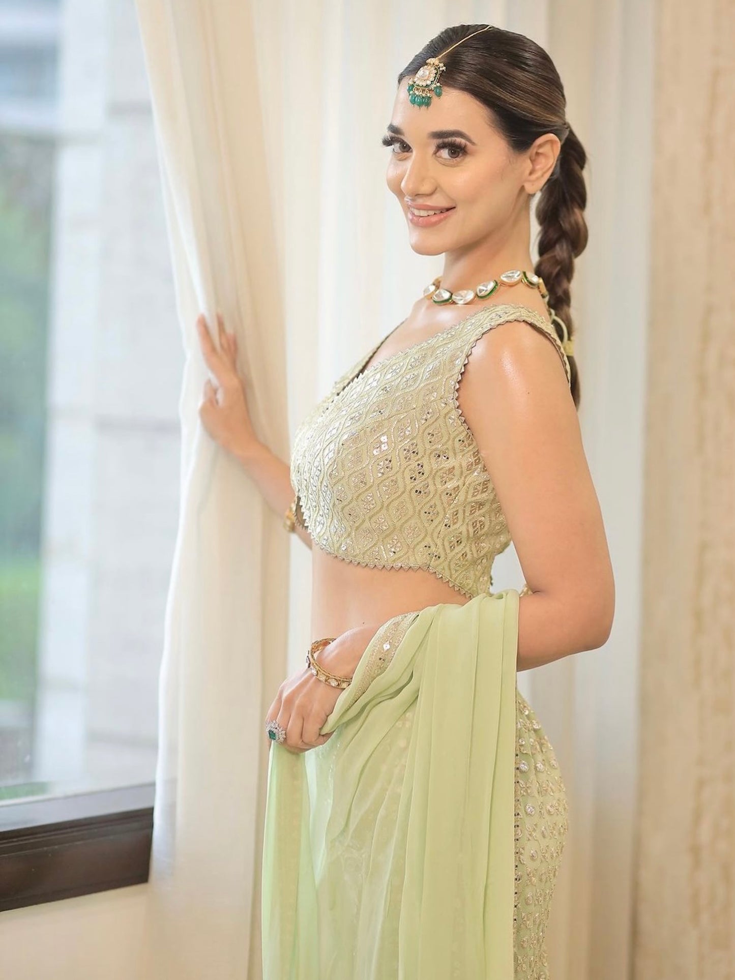 DEEKSHA MISHRA IN GREEN ZARI & SEQUIN GARARA SET