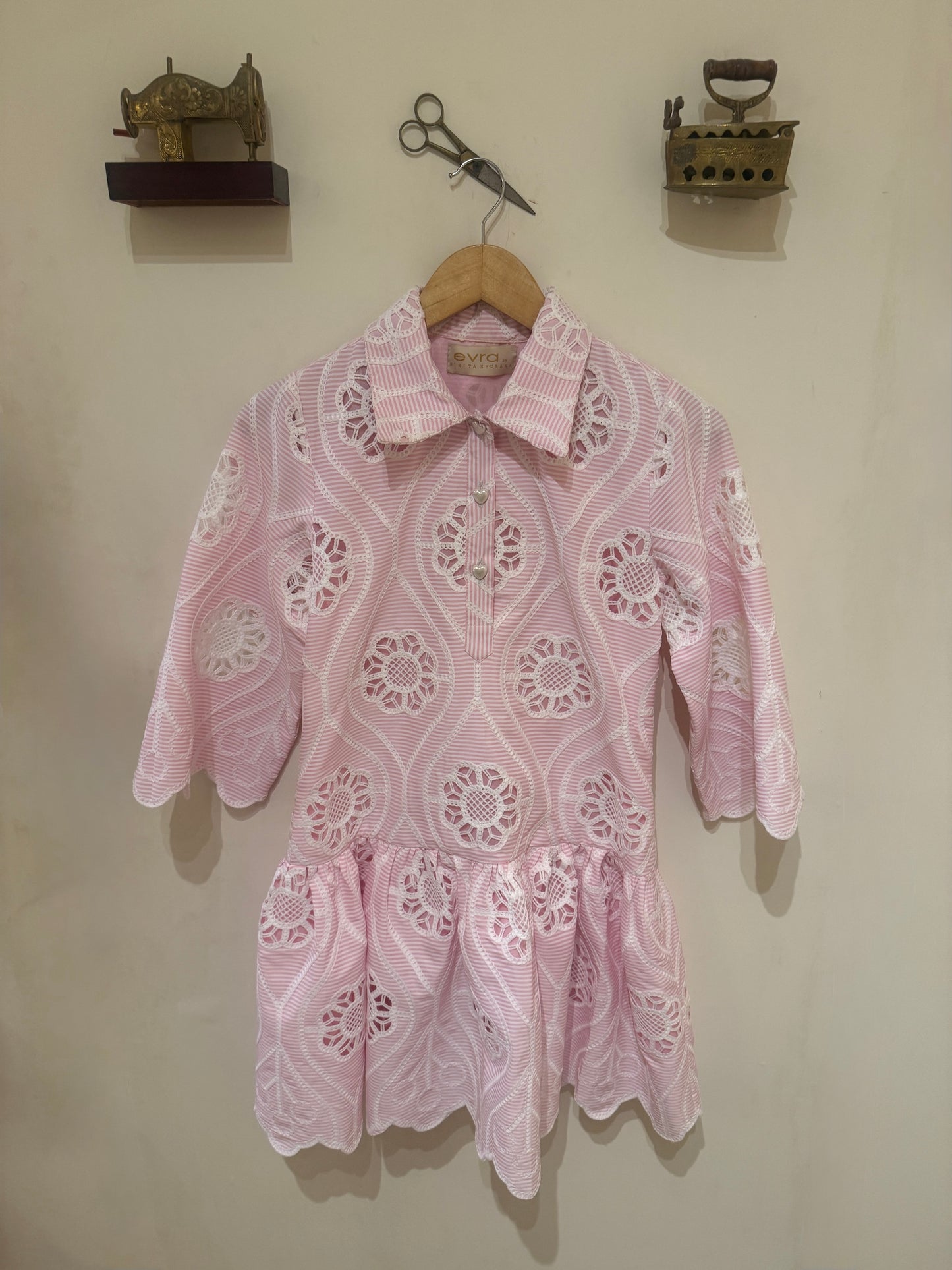PINK COTTON LACE DRESS