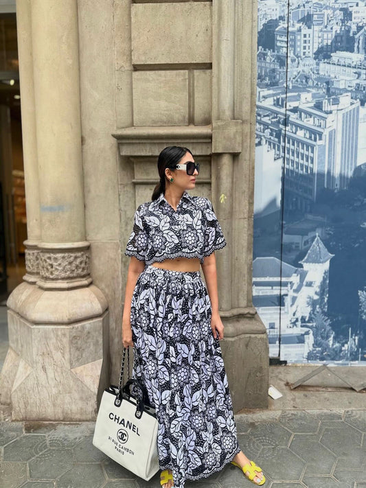 HEENA MALHOTRA IN BLACK COTTON SKIRT COORD SET