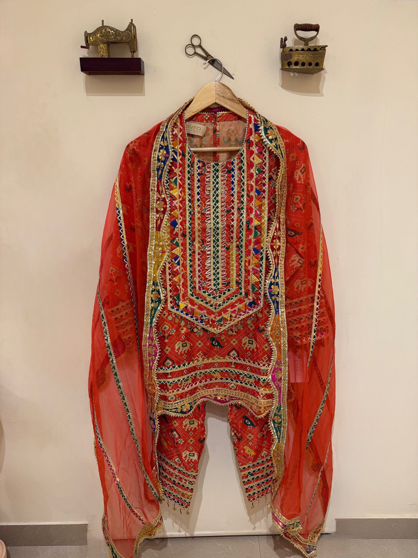 ORANGE PATOLA KURTA SET