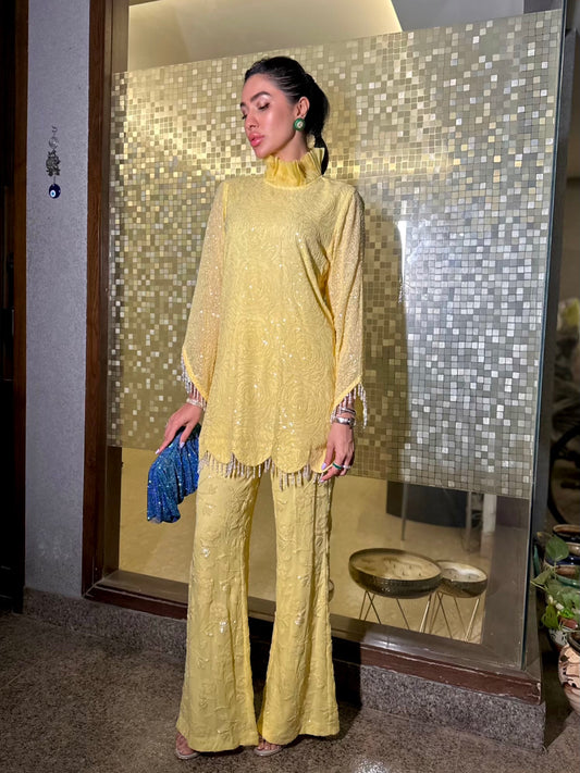 RESHMA MALHOTRA IN YELLOW SEQUIN WORK COORD SET