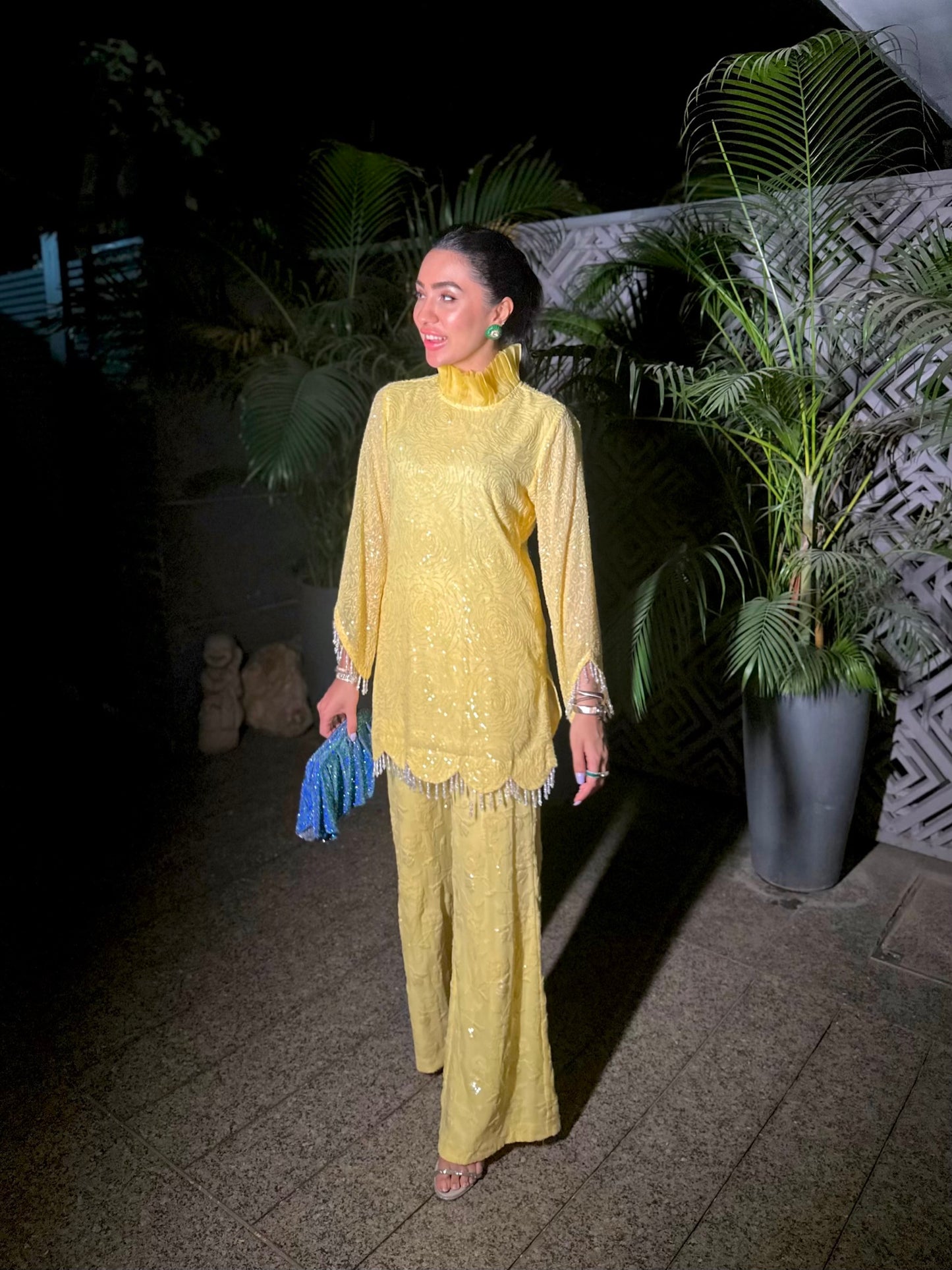 RESHMA MALHOTRA IN YELLOW SEQUIN WORK COORD SET