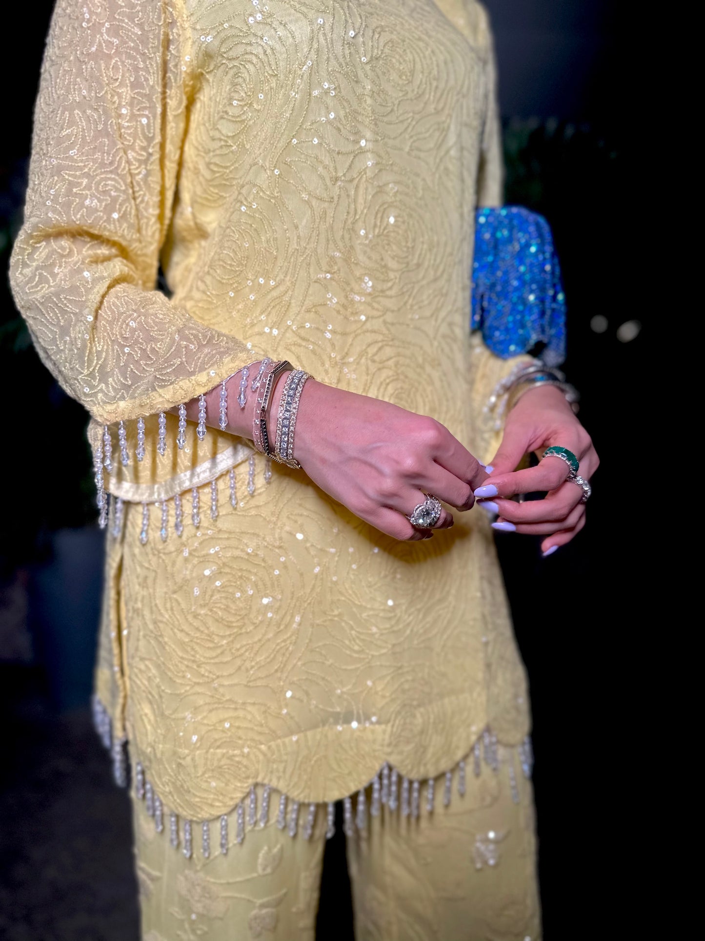 RESHMA MALHOTRA IN YELLOW SEQUIN WORK COORD SET