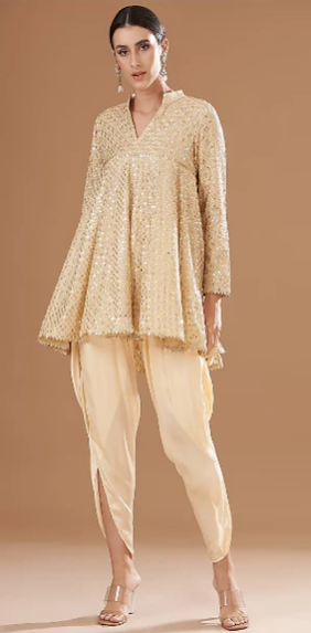 IVORY ZARI & SEQUIN DHOTI SET