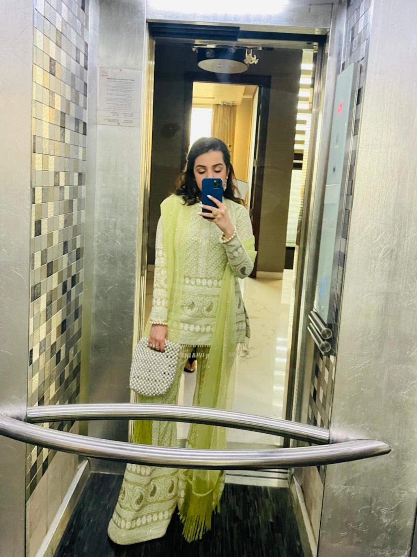 TANYA NARANG IN GREEN CHIKANKARI COORD SET