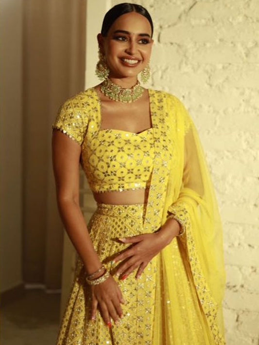 ARUSHI MEHRA IN YELLOW ZARI & SEQUIN LEHENGA SET
