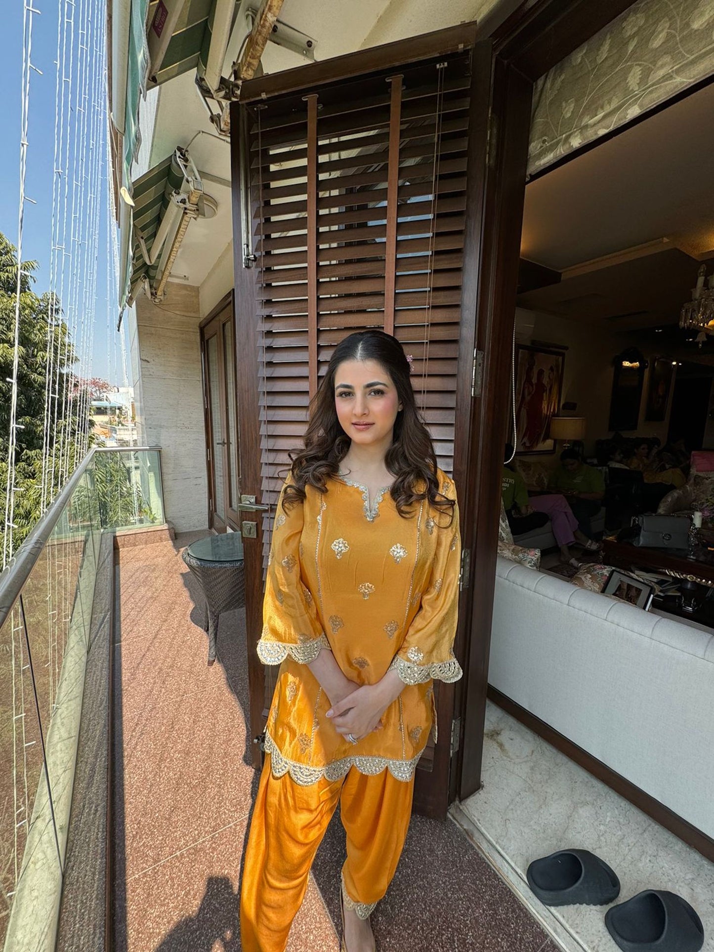 TANYA SINGH IN ORANGE TISSUE DHOTI SET