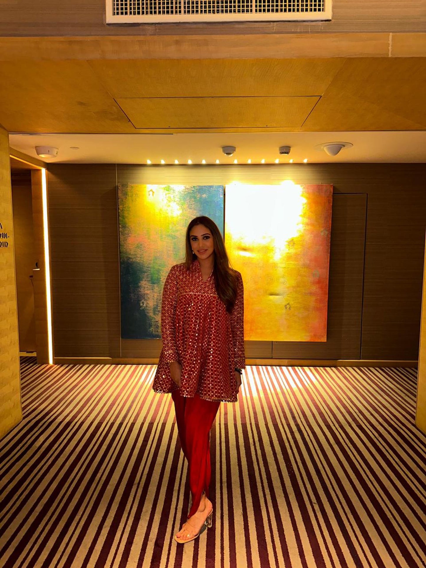 RED ZARI & SEQUIN DHOTI SET