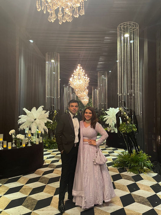 LAVENDER MIRROR WORK LEHENGA SET