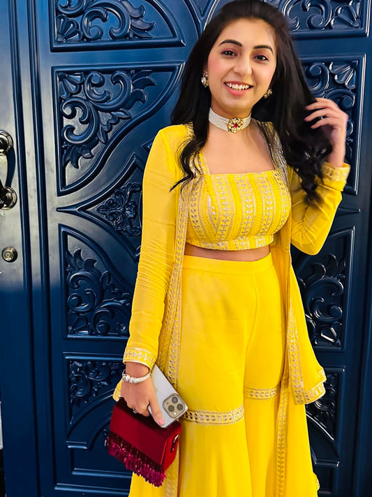 NIKITA KHURANA IN YELLOW GOTA JACKET SET