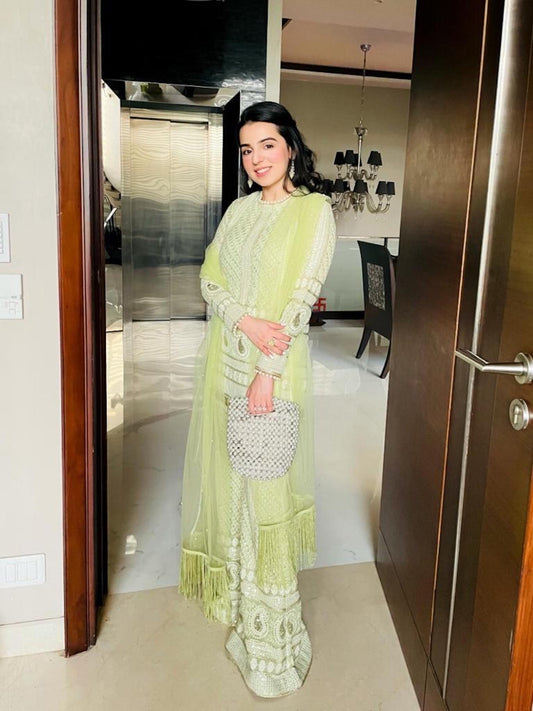 TANYA NARANG IN GREEN CHIKANKARI COORD SET
