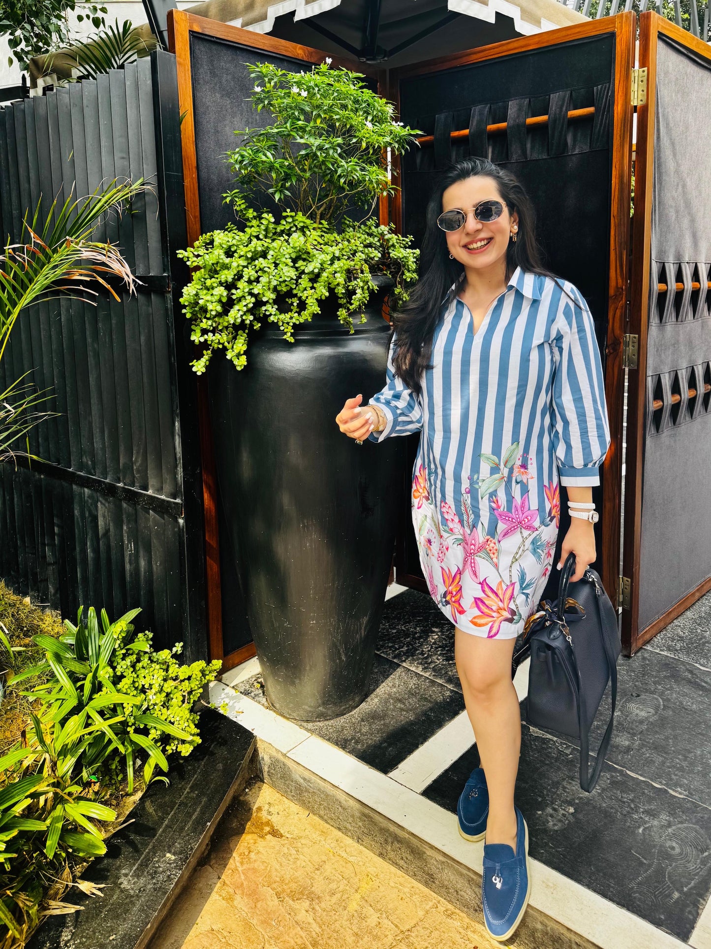 TANYA NARANG IN BLUE COTTON DRESS