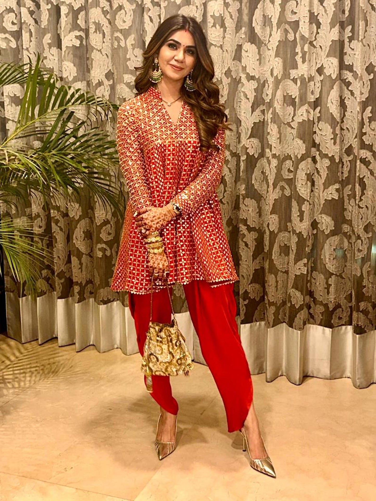 RED ZARI & SEQUIN DHOTI SET