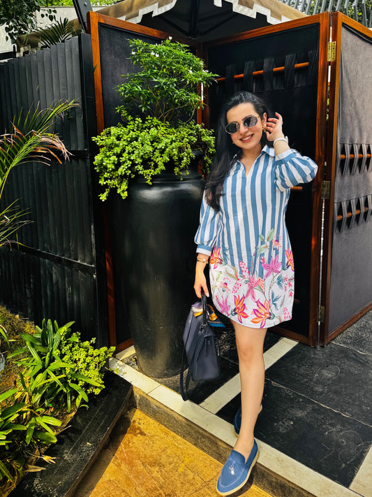 TANYA NARANG IN BLUE COTTON DRESS