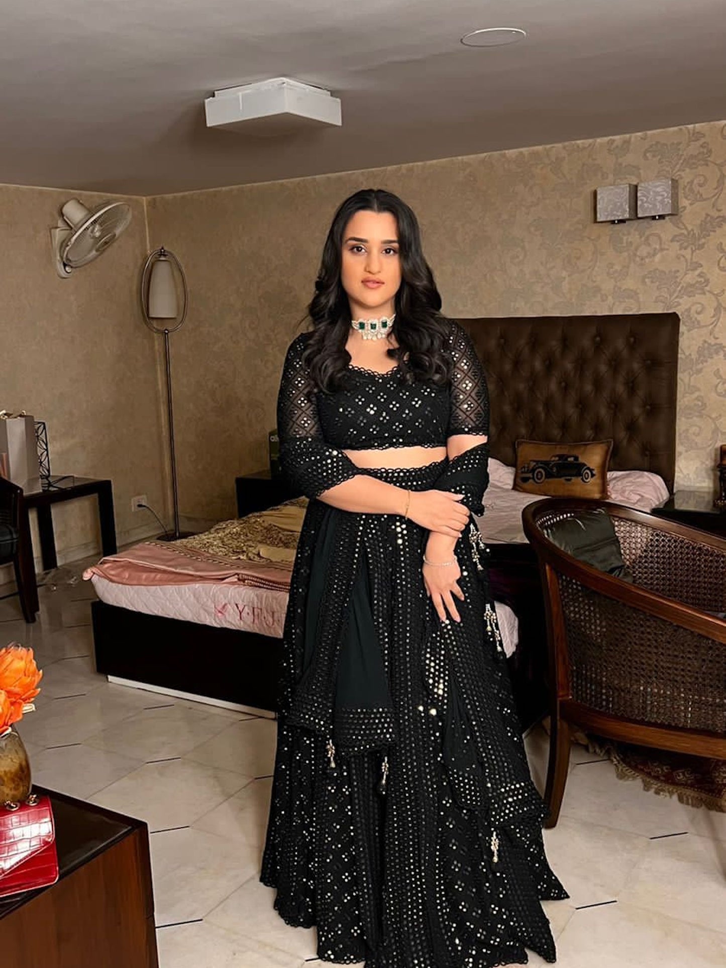 BLACK MIRROR WORK LEHENGA SET