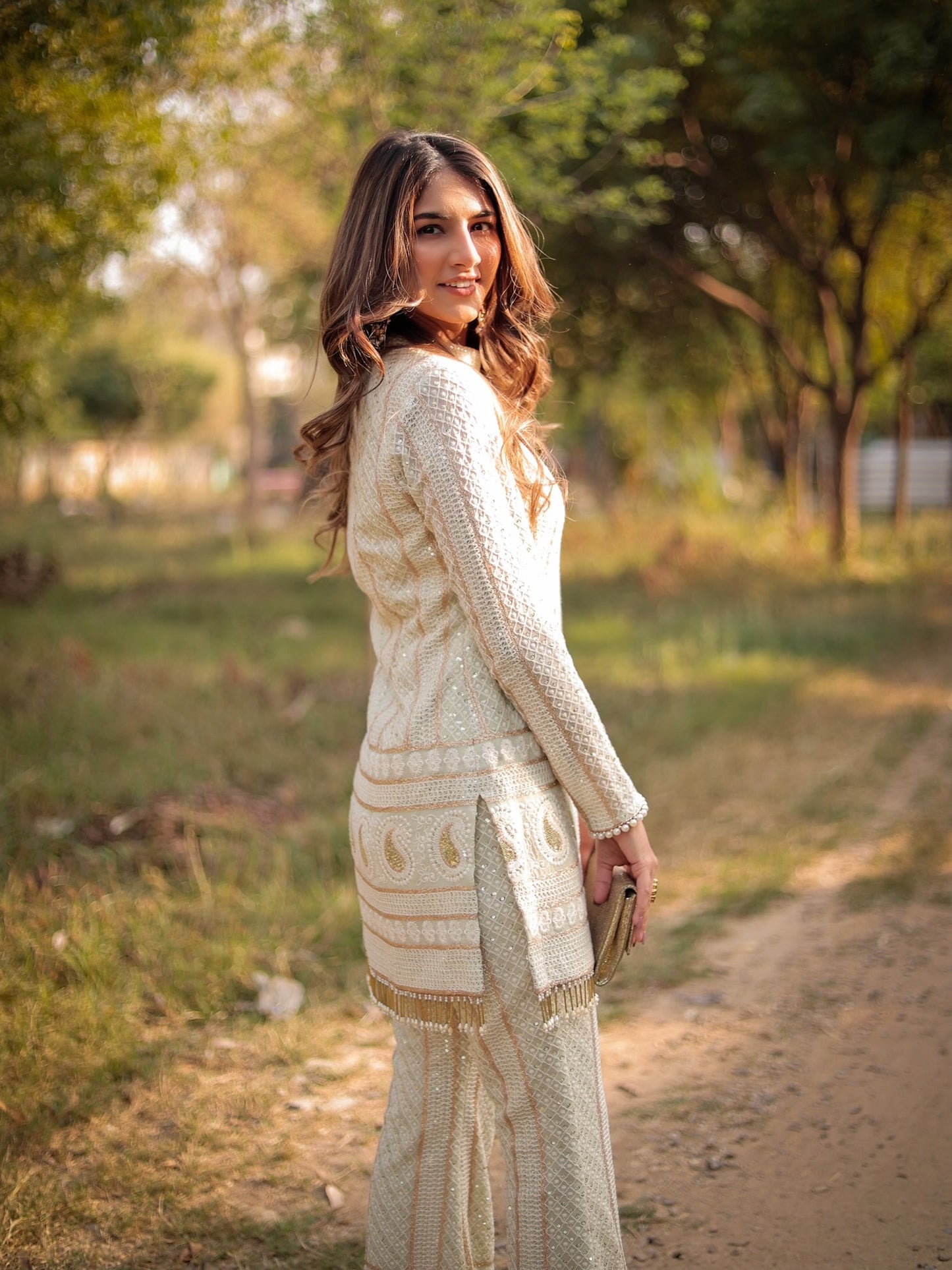 MEHER TALUJA IN MINT GREEN CHIKANKARI COORD SET