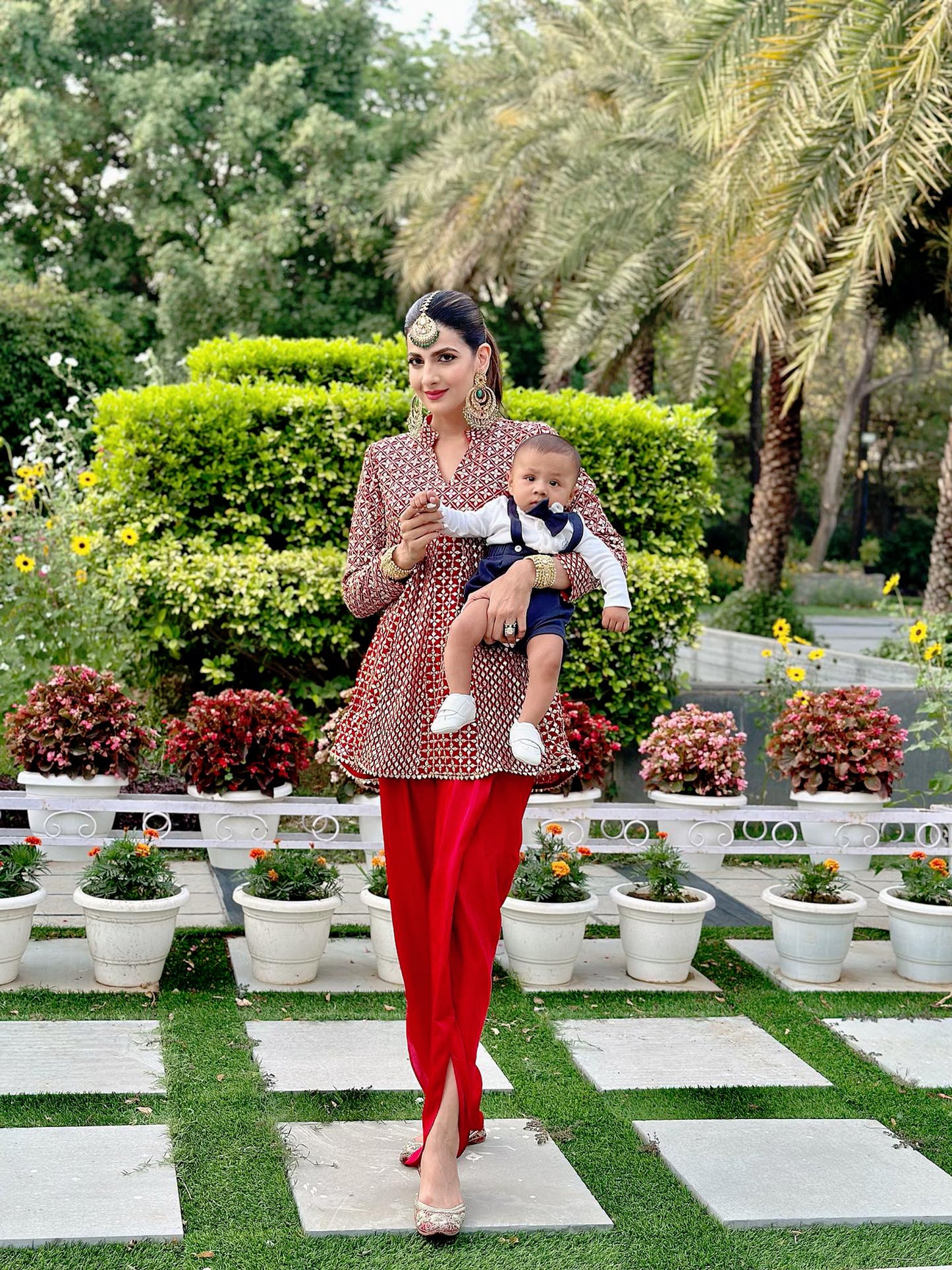 NEHA NAGAR IN RED ZARI & SEQUIN DHOTI SET