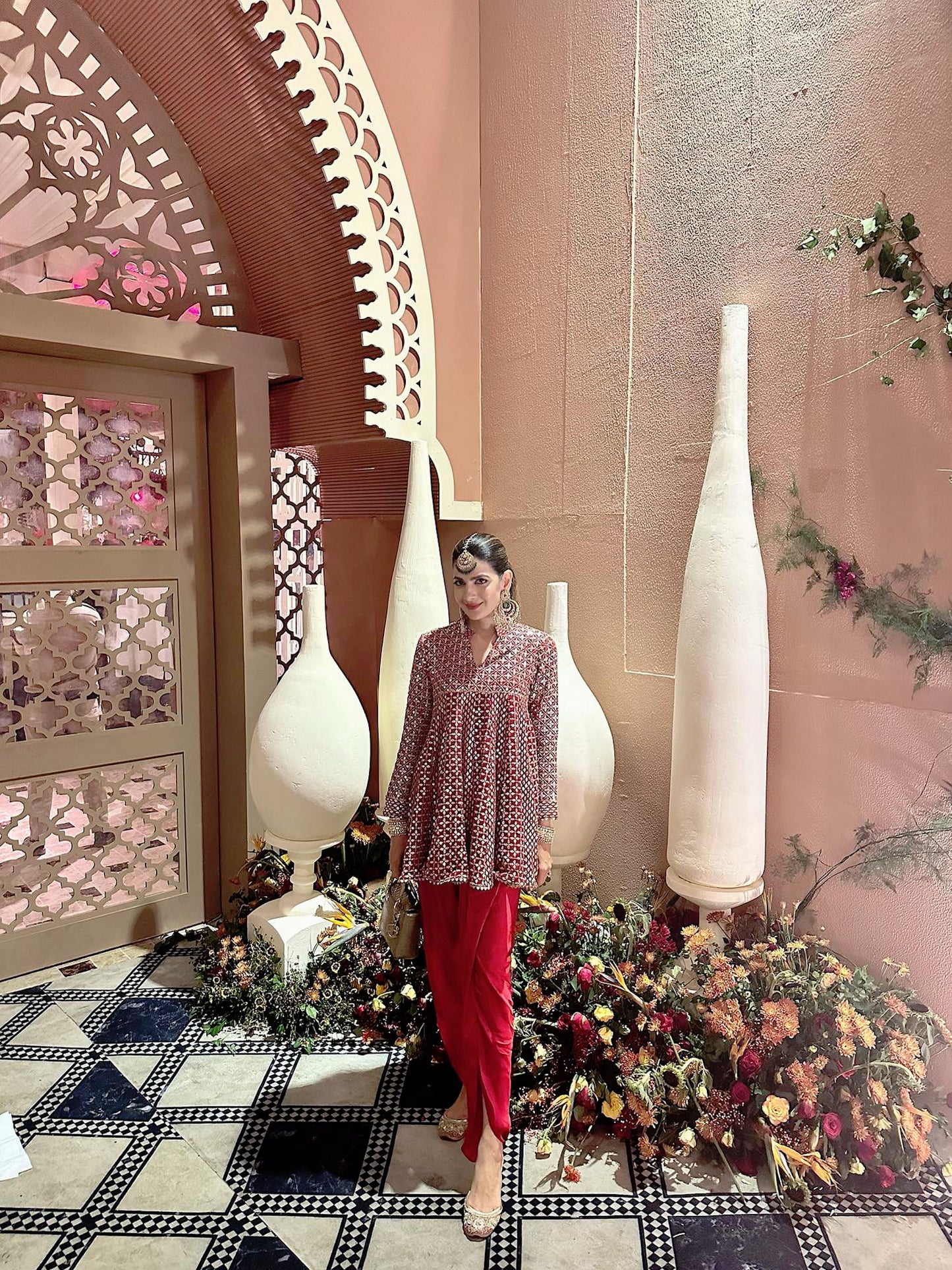 NEHA NAGAR IN RED ZARI & SEQUIN DHOTI SET