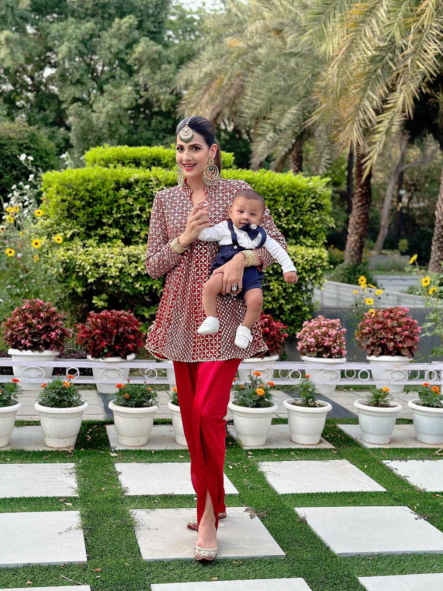 NEHA NAGAR IN RED ZARI & SEQUIN DHOTI SET