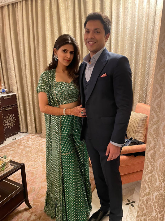 GREEN ZARI & SEQUIN 3 PIECE SET