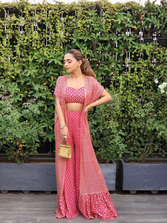 SIYA YADAV IN RANI PINK ZARI & SEQUIN 3 PIECE SET