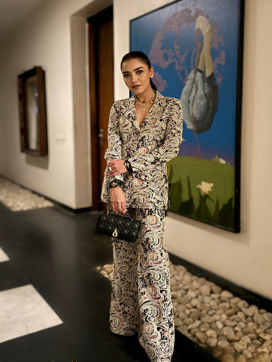 SHIVANI GIRDHAR IN BLACK MULTI COLOR EMBROIDERED BLAZER SET