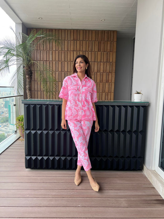 MALLIKA SINGHANIA IN PINK COTTON COORD SET