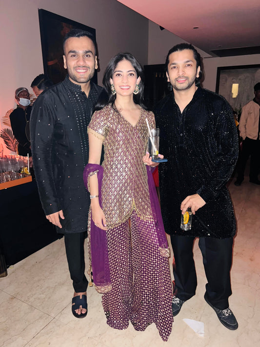 PURPLE ZARI & SEQUIN GARARA SET