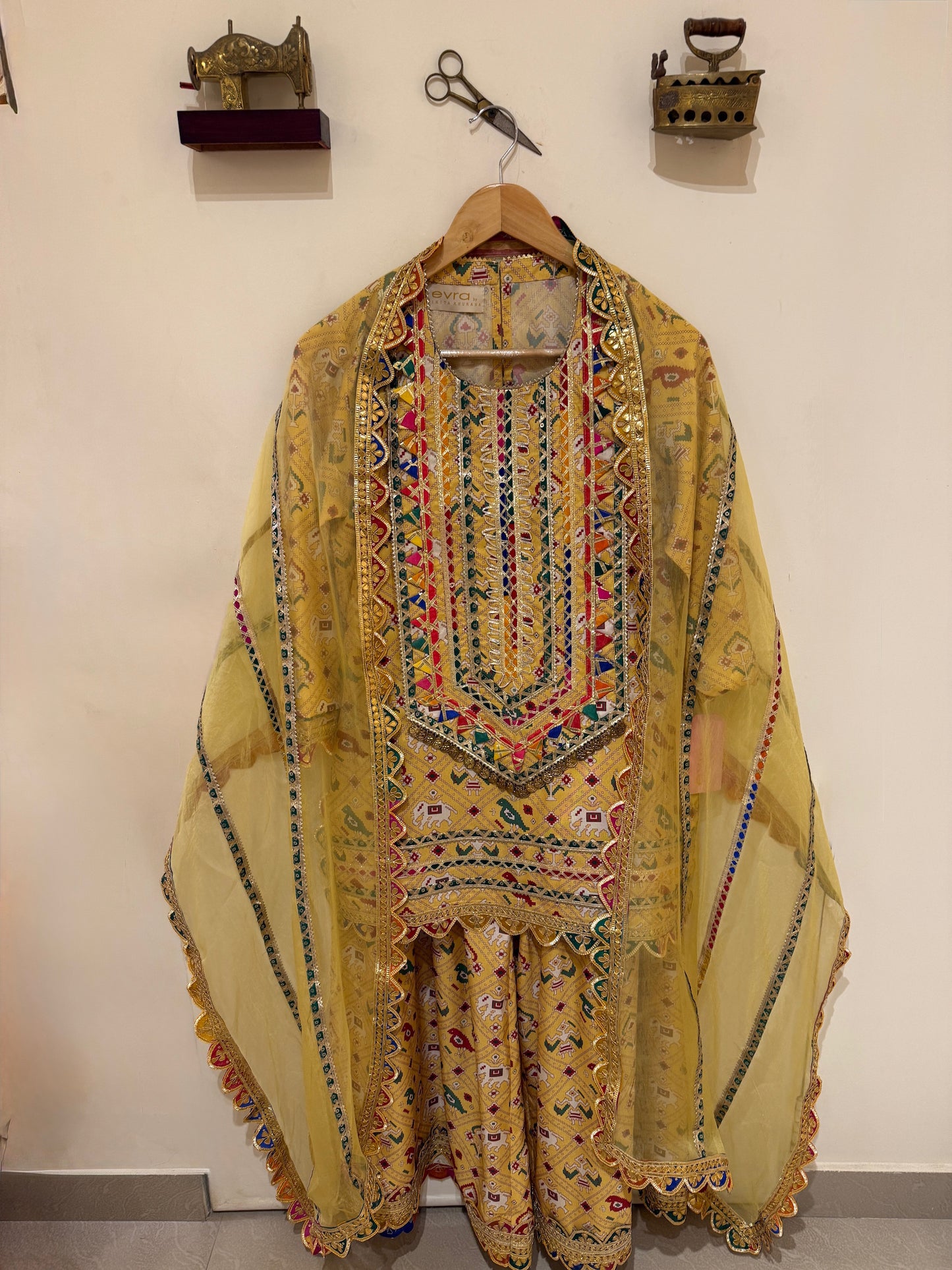 YELLOW PATOLA SHARARA SET