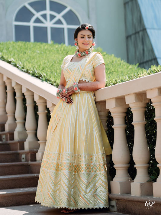 PRIYANKA SETHI IN YELLOW GOTA WORK LEHENGA SET