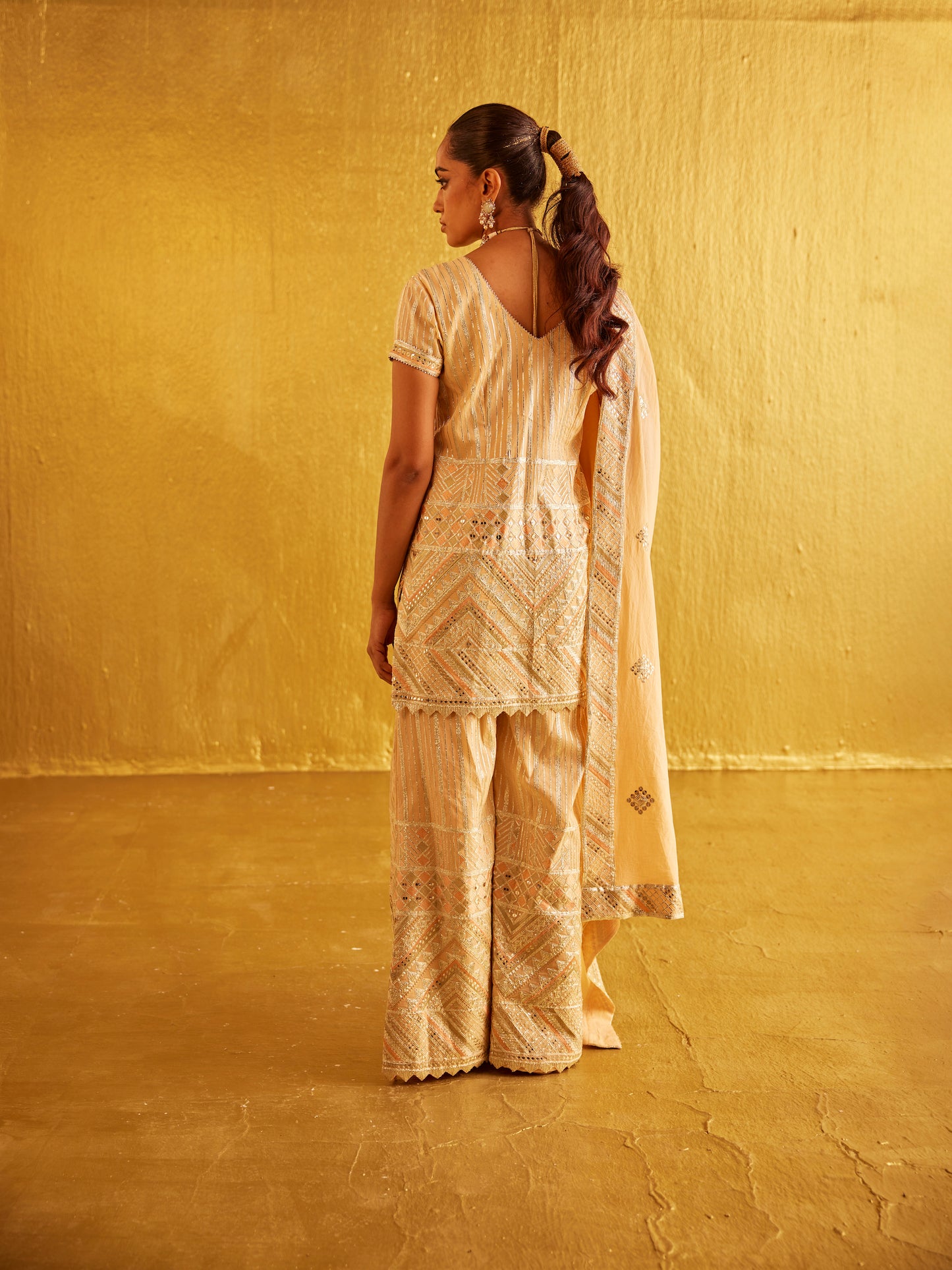 BEIGE GOTA WORK COORD SET