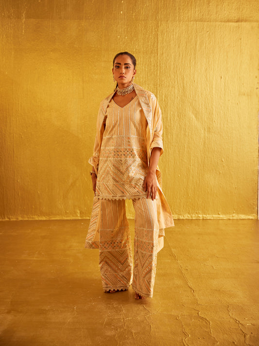 BEIGE GOTA WORK COORD SET