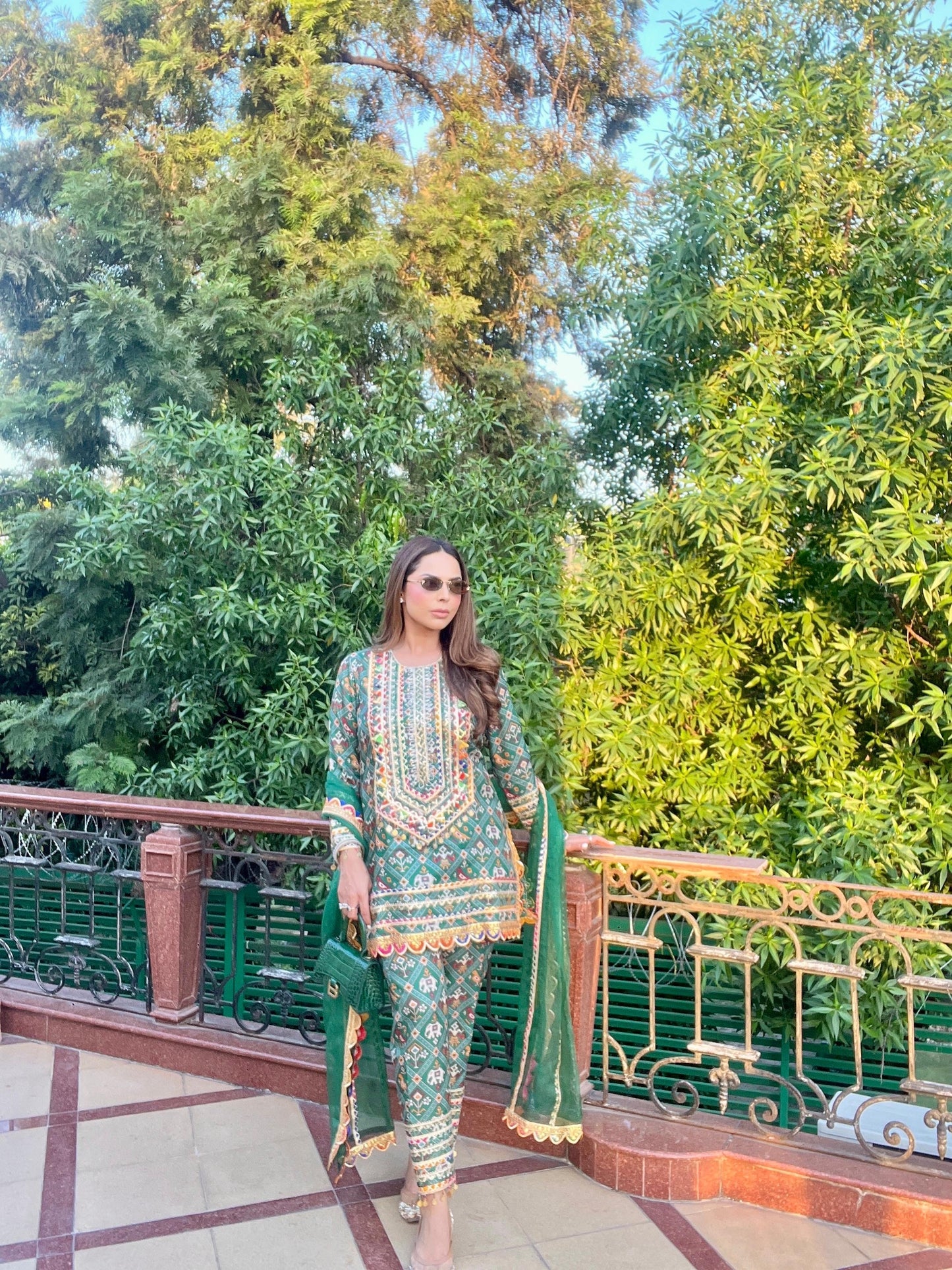 CHANDNI GIRDHAR IN GREEN PATOLA KURTA SET