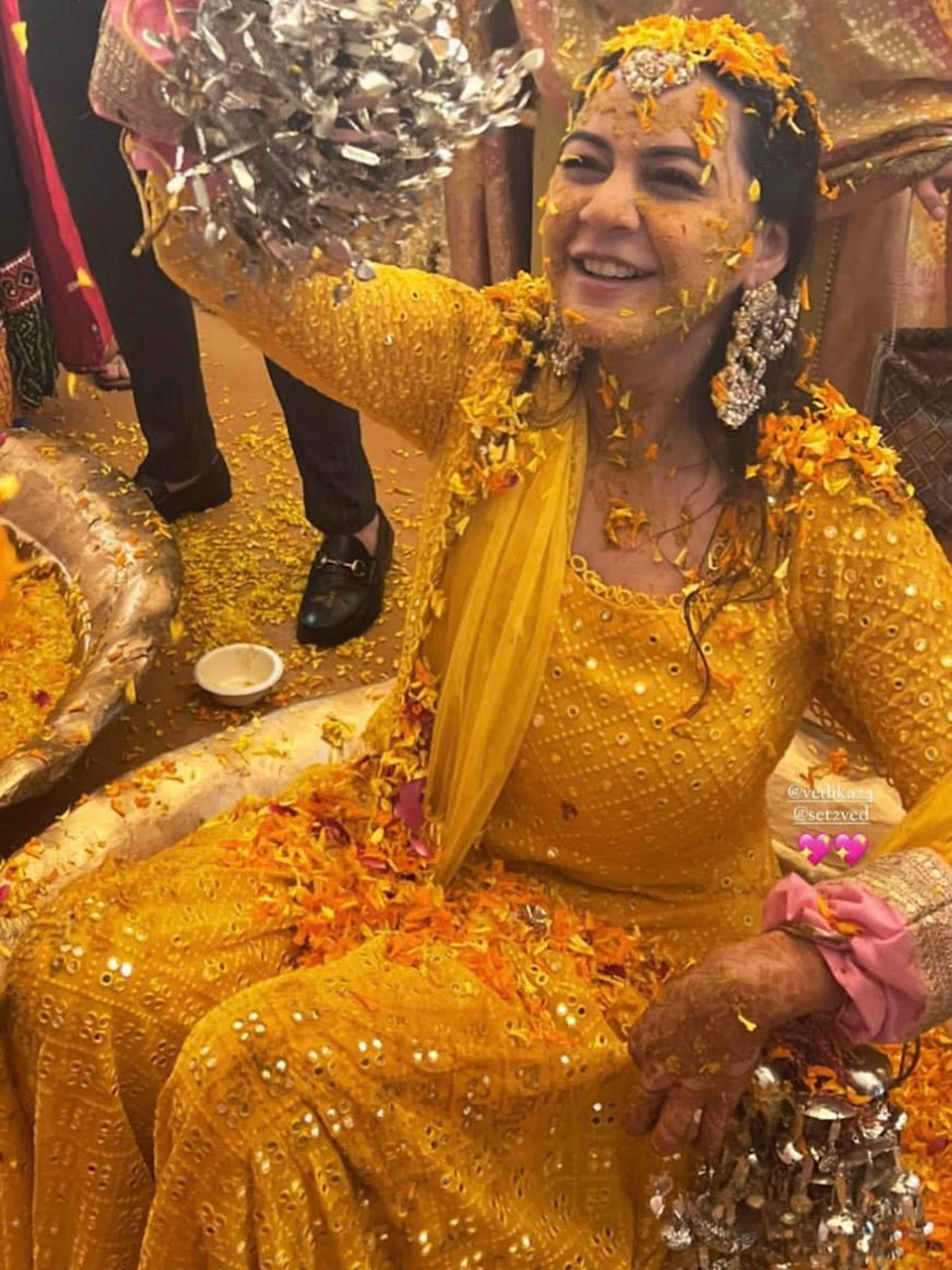 VEDIKA SHARMA IN YELLOW MIRROR WORK GARARA SET