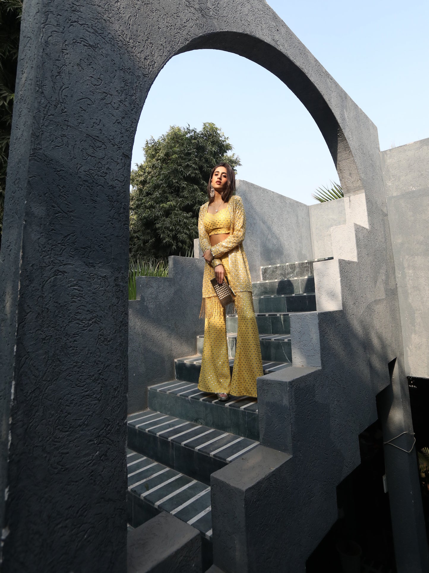 TANYA TULI IN YELLOW ZARI & SEQUIN 3 PIECE SET