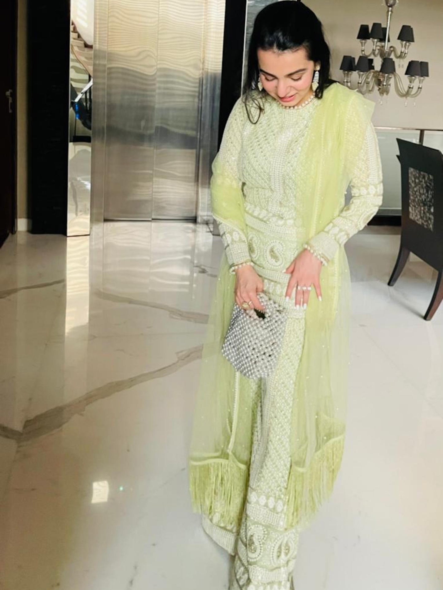 TANYA NARANG IN GREEN CHIKANKARI COORD SET