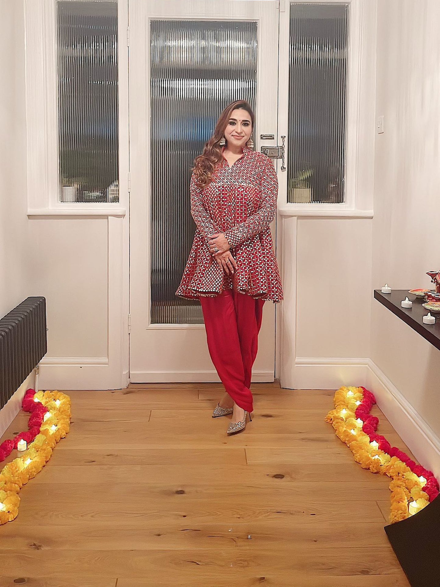 RED ZARI & SEQUIN DHOTI SET