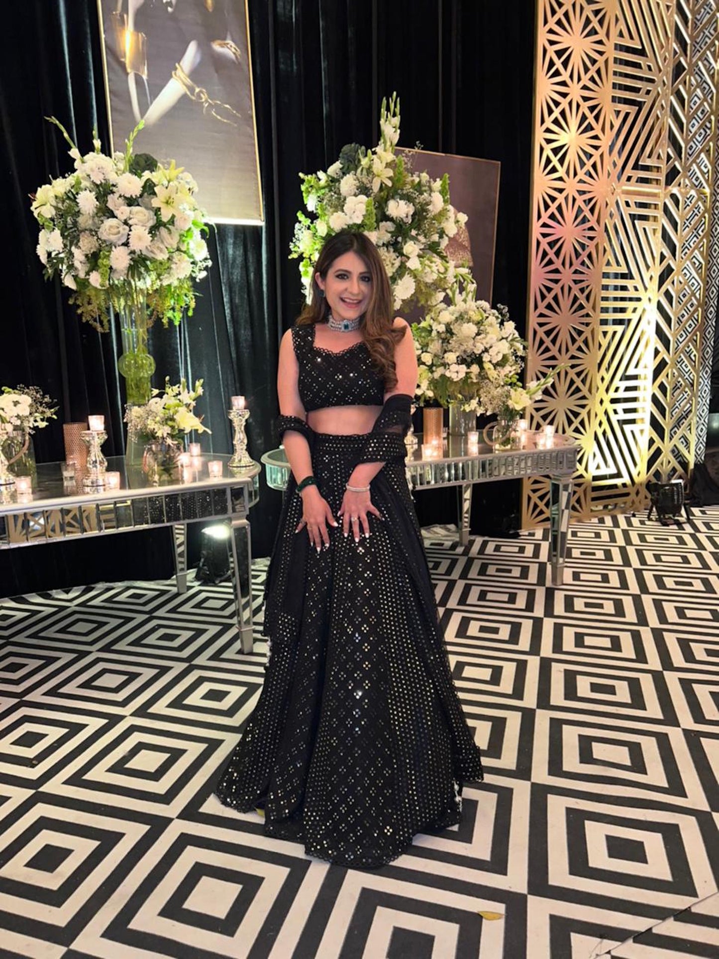 MEGHNA PAHWA IN BLACK MIRROR WORK LEHENGA SET