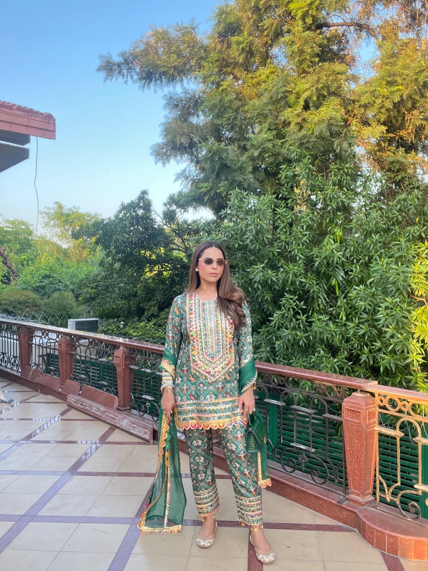 CHANDNI GIRDHAR IN GREEN PATOLA KURTA SET