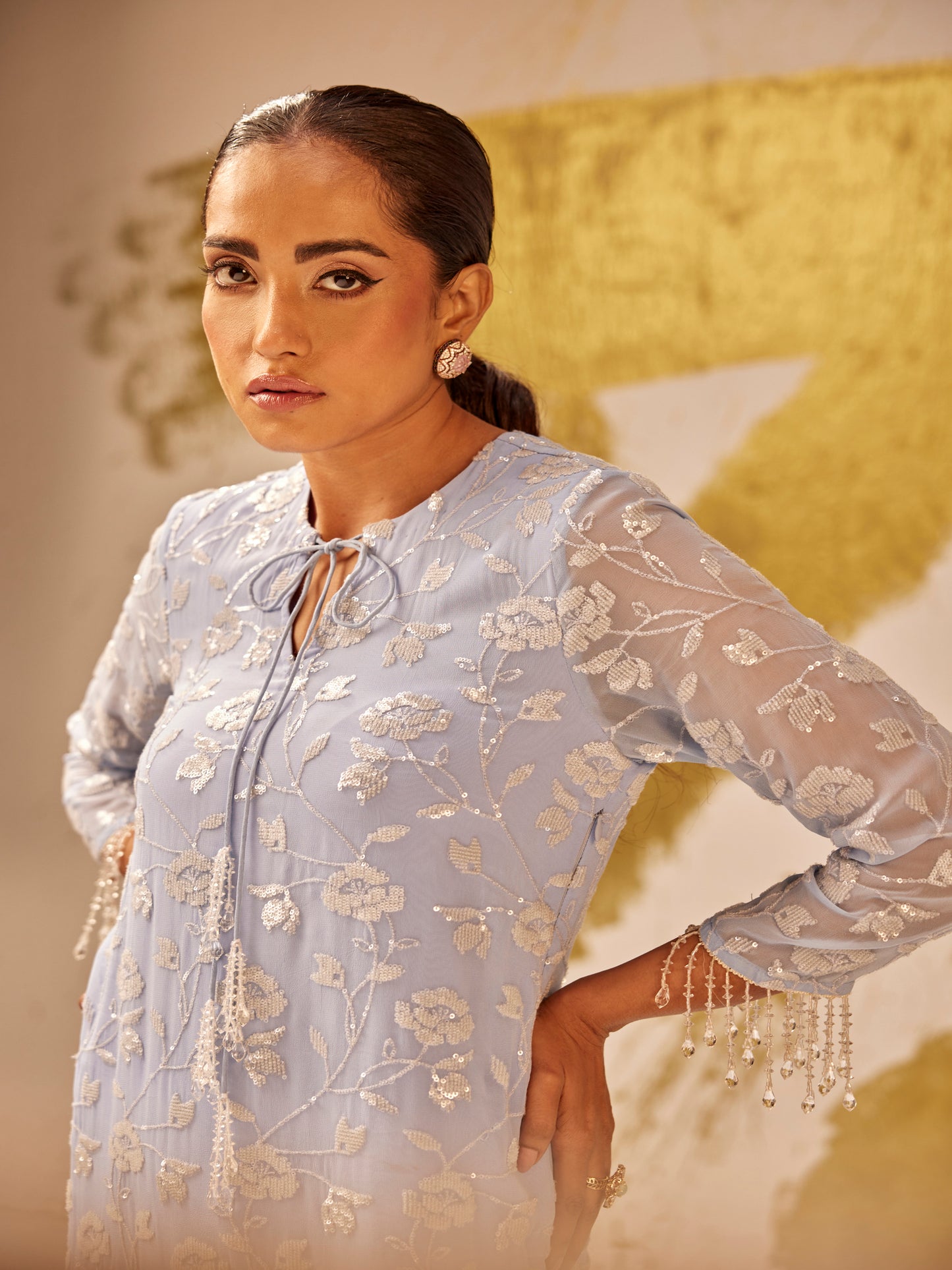 ICE BLUE SEQUIN WORK COORD SET