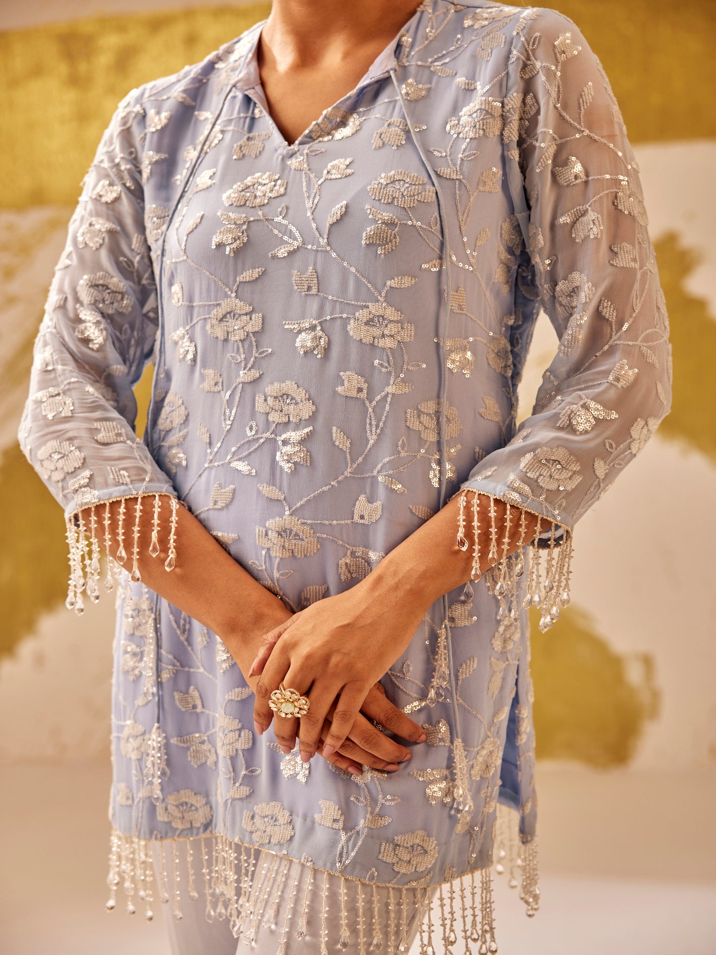 ICE BLUE SEQUIN WORK COORD SET