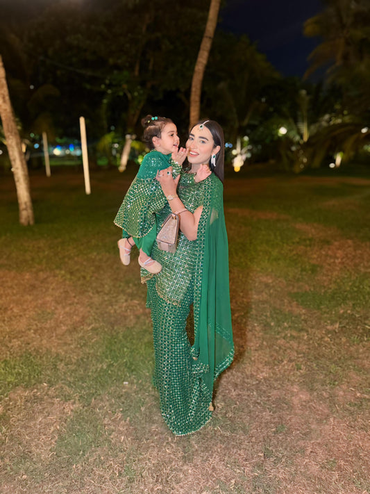 GREEN ZARI & SEQUIN COORD SET