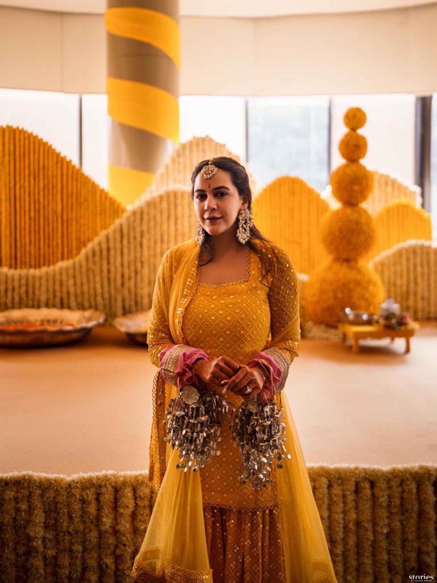 VEDIKA SHARMA IN YELLOW MIRROR WORK GARARA SET