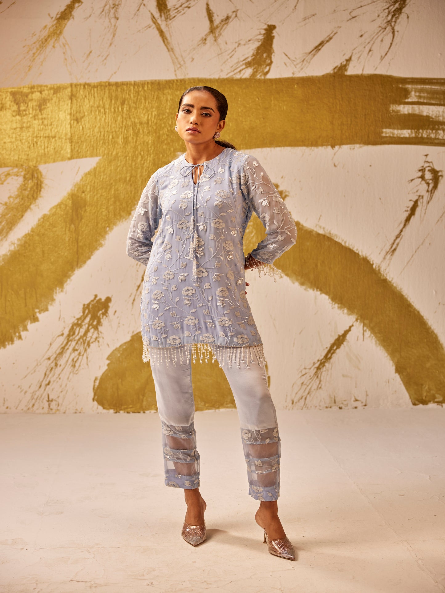 ICE BLUE SEQUIN WORK COORD SET