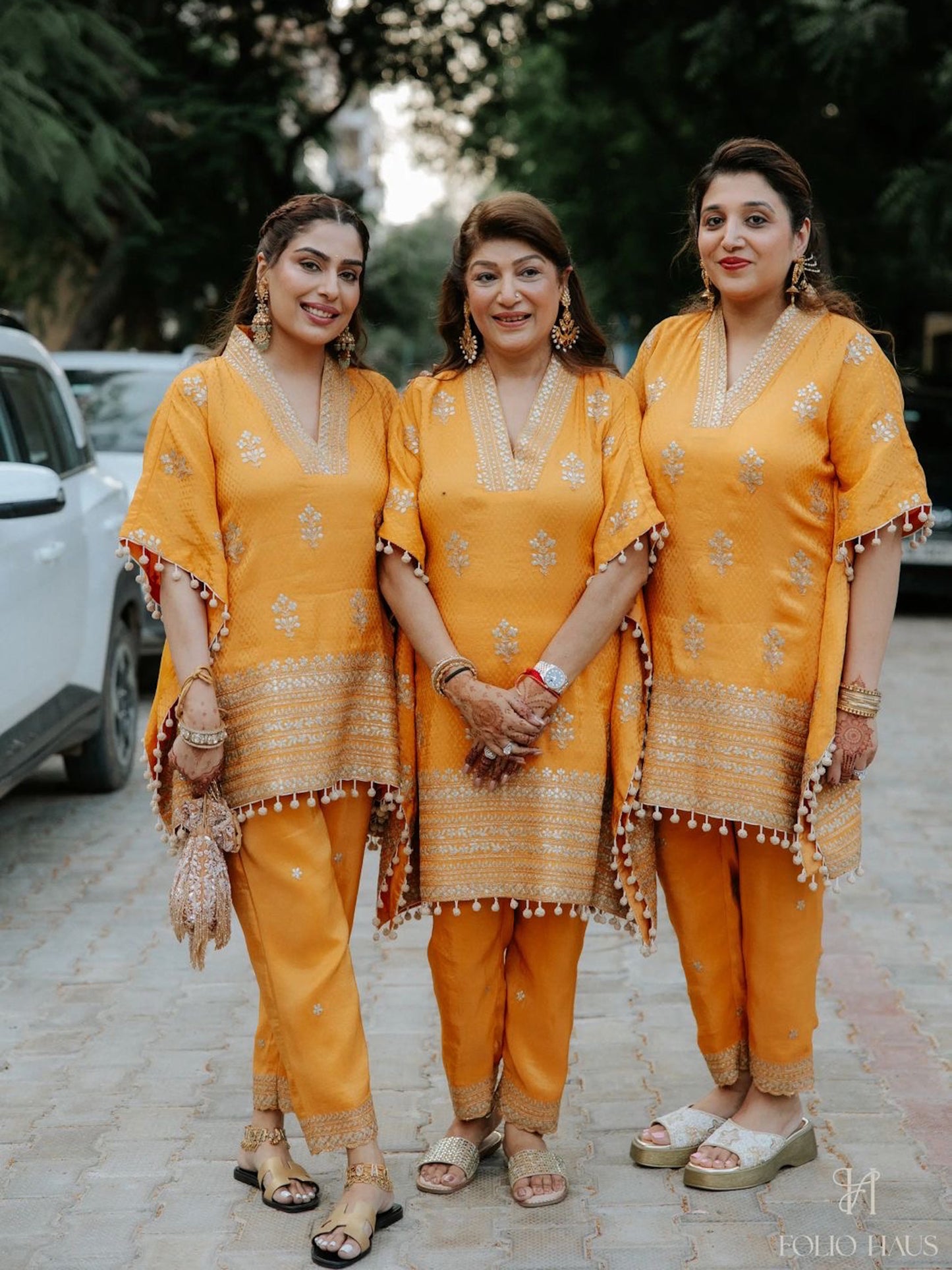 FAMILY IN ORANGE KAFTAN SET